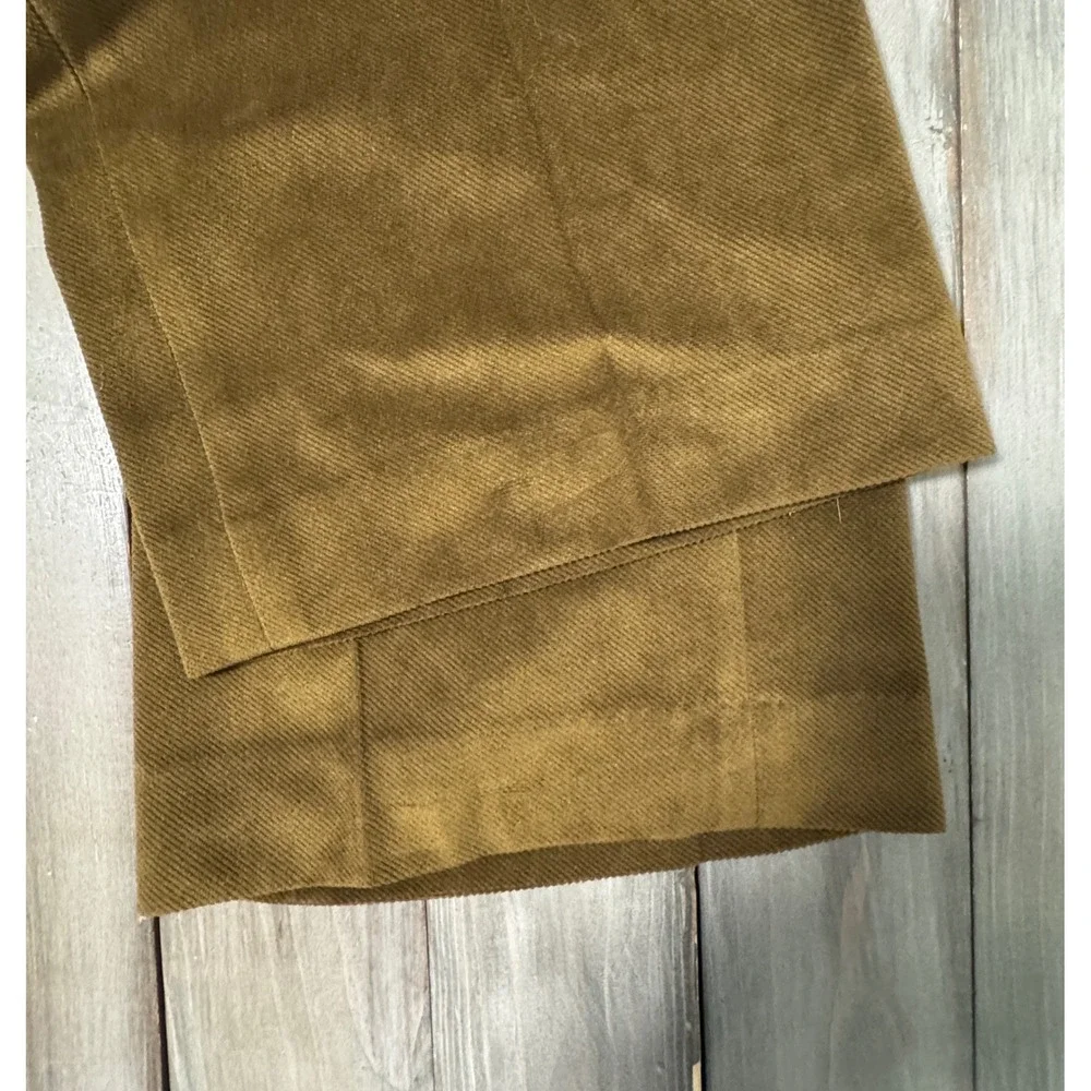 Vintage Barry Bricken Brown Green Soft Faux Corduroy Tailored Trousers 34 x 32